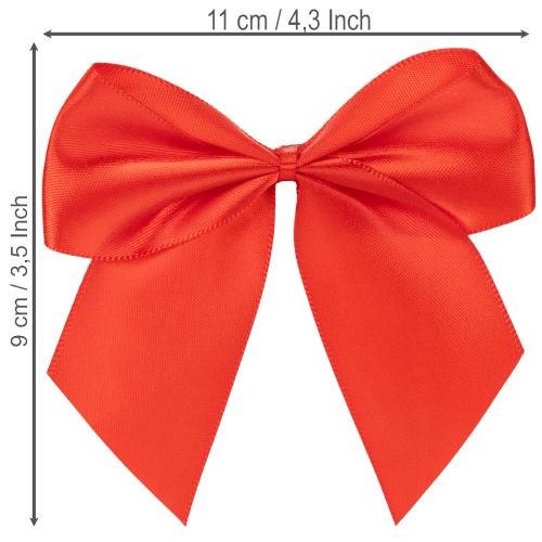 Fiocco decorativo rosso, già annodato, ideale per lavori creativi e confezioni regalo, 11 cm, 25 pezzi | Floristik24.it