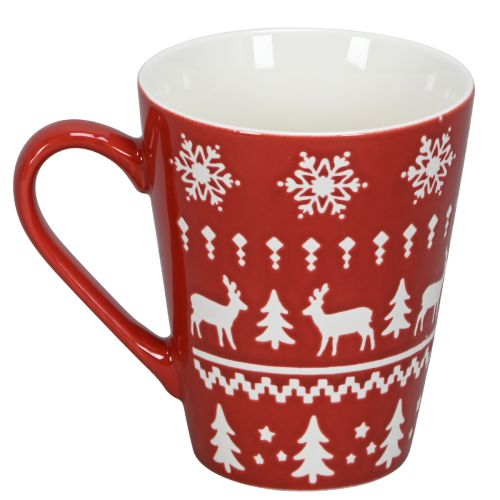Prodotto Tazza natalizia festiva con motivo renne e albero di Natale H10 cm - rossa e bianca 2 pezzi