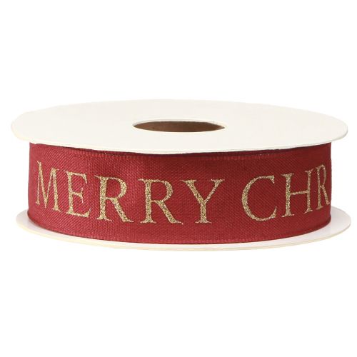Prodotto Nastro natalizio festivo in rosso con scritta dorata &quot;Buon Natale&quot;, larghezza 25 mm, lunghezza 15 m