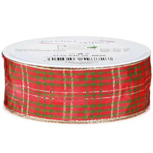Prodotto Nastro regalo a quadri rosso verde oro 40 mm 20 m