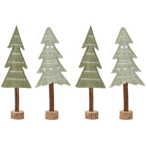 Floristik24 Decorazione in feltro Decorazione da tavola per alberi di Natale Natale verde 25 cm 4 pz