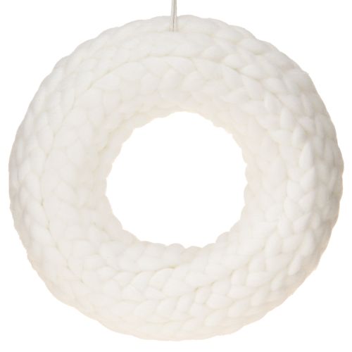Floristik24 Ghirlanda decorativa in feltro di lana bianca da appendere Ø25cm