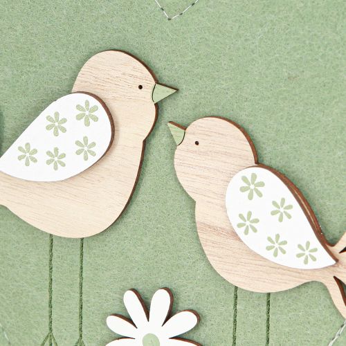 Prodotto Cuore in feltro per appendere uccellino verde naturale 17x21cm 6 pz