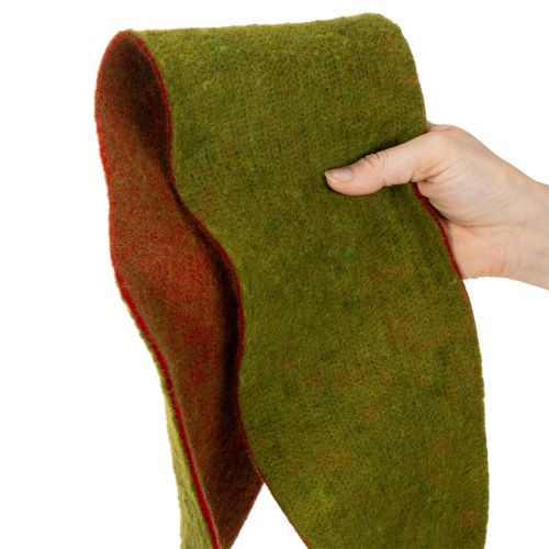 Nastro in feltro di lana bicolore per decorazioni floreali, verde/rosso, 15 cm x 5 m | Floristik24.it