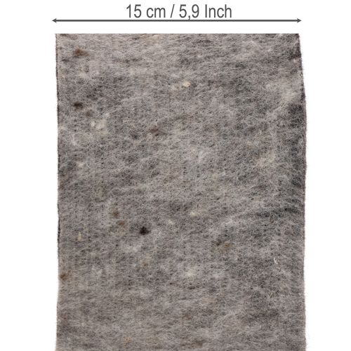Cerniera per vaso in feltro di lana bicolore, grigio/nero, 15 cm x 5 m | Floristik24.it