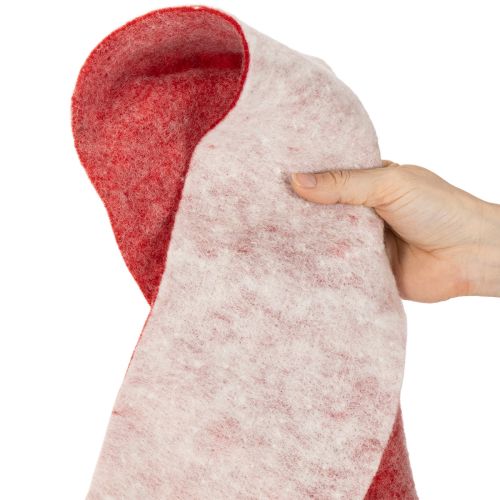 Nastro in feltro, 100% lana, bicolore, utilizzabile come presina, nastro in feltro bianco/rosso, 15 cm x 5 m | Floristik24.it