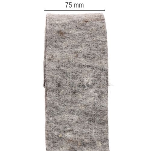 Nastro in feltro per pentole, 100% lana, grigio/nero, 7,5 cm di larghezza, 5 m di lunghezza | Floristik24.it