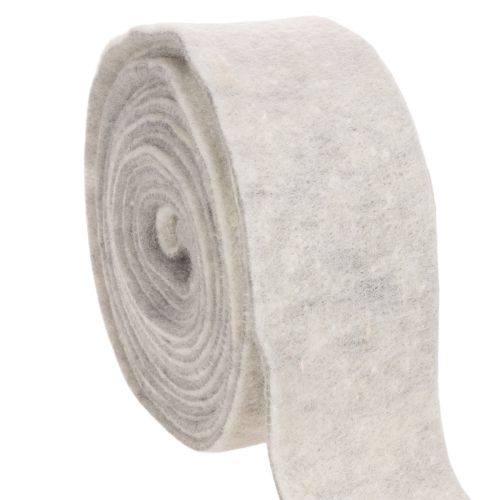 Nastro in feltro bicolore, bianco/grigio, realizzato al 100% in lana, largo 7,5 cm e lungo 5 m. acquistare | Floristik24.it