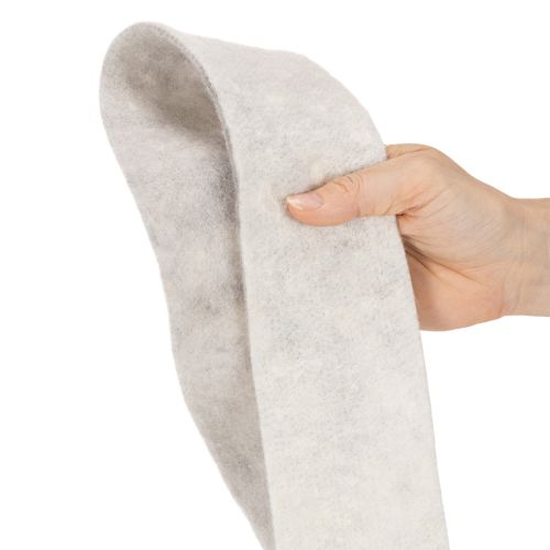 Nastro in feltro bicolore, bianco/grigio, realizzato al 100% in lana, largo 7,5 cm e lungo 5 m. | Floristik24.it