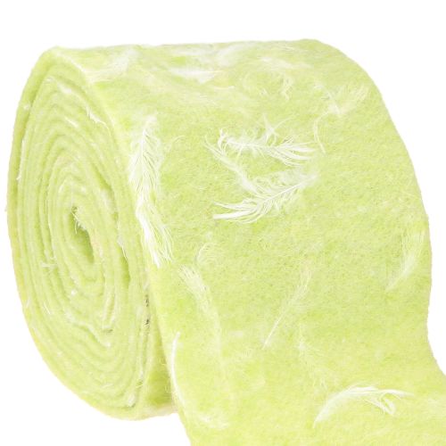 Floristik24 Nastro in feltro, nastro di lana, tessuto decorativo, piume verde chiaro, feltro di lana, 15 cm, 5 m