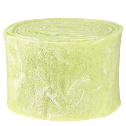 Prodotto Nastro in feltro, nastro di lana, tessuto decorativo, piume verde chiaro, feltro di lana, 15 cm, 5 m