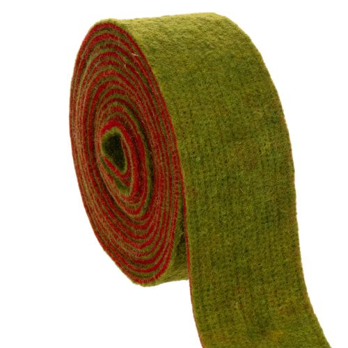 Nastro in feltro bicolore per presine, 100% lana, rosso/verde, 7,5 cm di larghezza, 5 m di lunghezza acquistare | Floristik24.it