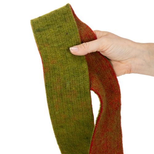 Nastro in feltro bicolore per presine, 100% lana, rosso/verde, 7,5 cm di larghezza, 5 m di lunghezza | Floristik24.it