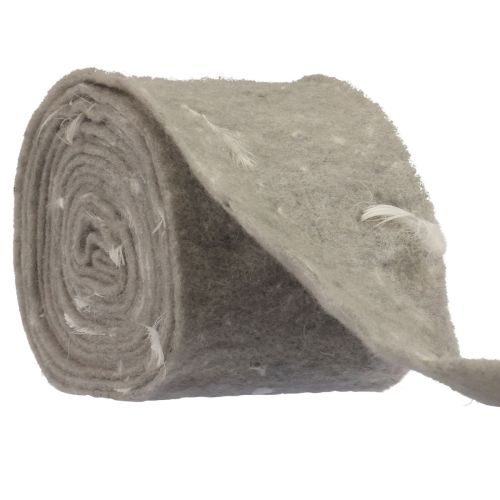 Floristik24 Nastro in feltro nastro di lana tessuto decorativo piume grigie feltro di lana 15 cm 5 m
