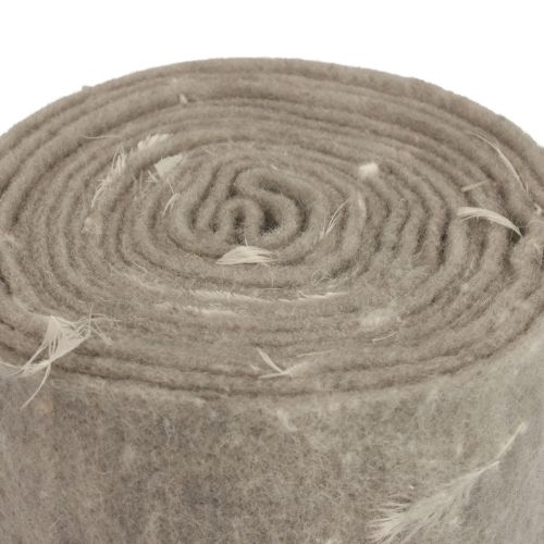 Floristik24 Nastro in feltro nastro di lana tessuto decorativo piume grigie feltro di lana 15 cm 5 m
