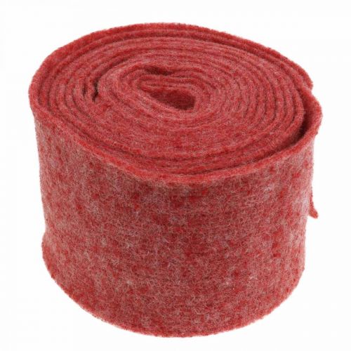 Floristik24 Nastro in feltro, nastro per vasi, feltro di lana rosso, bianco screziato 15cm 5m