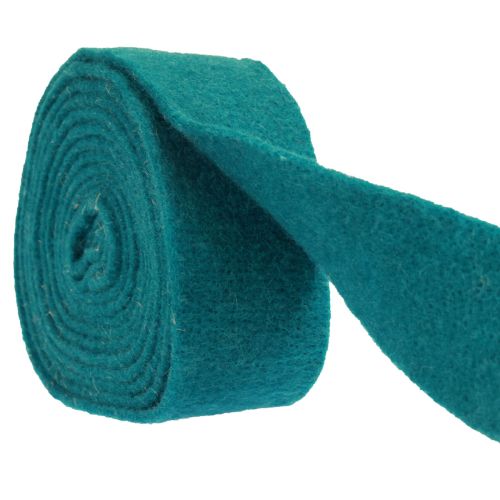 Floristik24 Nastro di feltro nastro di lana rotolo di feltro turchese blu verde 7,5 cm 5 m