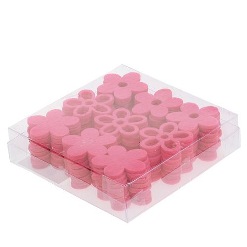 Floristik24 Fiore in feltro per spargere il rosa come decorazione set Ø4cm 72 pz