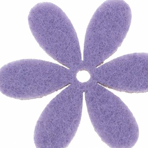 Prodotto Fiore in feltro viola, bianco assortito 4,5cm 54p