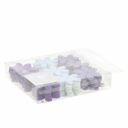 Floristik24 Fiore in feltro viola, bianco assortito 4,5cm 54p