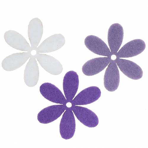 Floristik24 Fiore in feltro viola, bianco assortito 4,5cm 54p