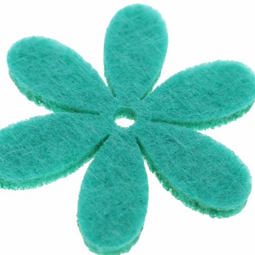 Prodotto Fiore in feltro verde, azzurro, verde menta assortito 4,5 cm 54p