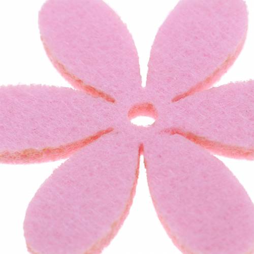 Floristik24 Fiore in feltro Ø4,5 cm rosa, bianco, rosa assortito 54 pezzi