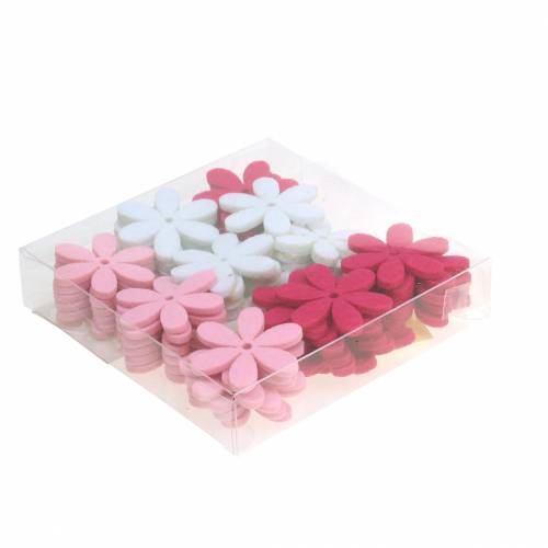 Floristik24 Fiore in feltro Ø4,5 cm rosa, bianco, rosa assortito 54 pezzi