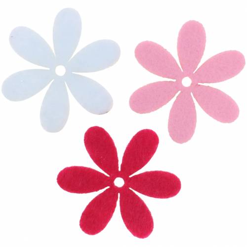 Floristik24 Fiore in feltro Ø4,5 cm rosa, bianco, rosa assortito 54 pezzi