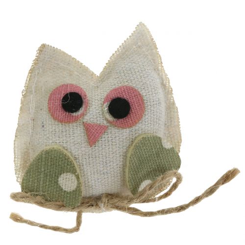 Floristik24 Tessuto decorativo gufo 6 cm rosa / verde / bianco 6 pezzi