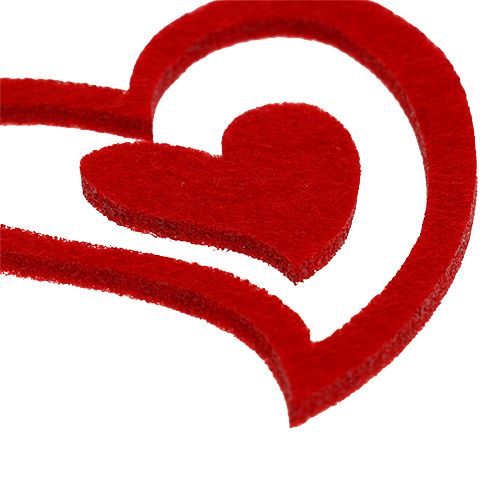 Floristik24 Mix di cuori in feltro 3 cm - 7,5 cm rosso 72 pz