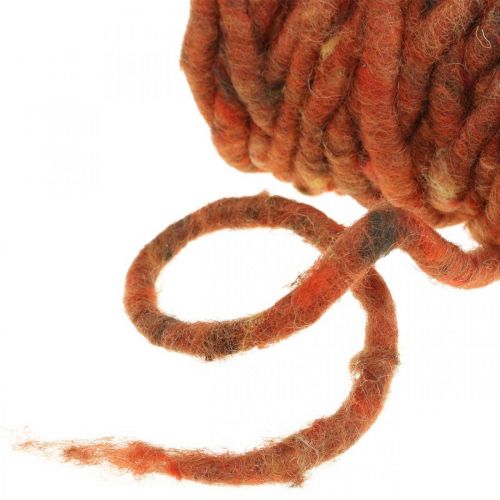 Prodotto Cordone in feltro cordoncino in pile marrone, filo di lana di pecora rossa 20m