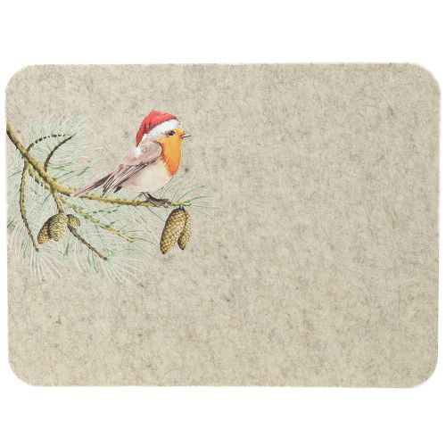 Floristik24 Tovaglietta in feltro robin grigio feltro 40×30cm 4 pezzi