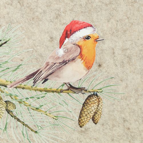 Floristik24 Tovaglietta in feltro robin grigio feltro 40×30cm 4 pezzi