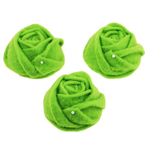 Floristik24 Feltro rosa verde Ø8cm H4.5cm 6pz