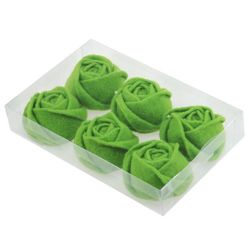 Floristik24 Feltro rosa verde Ø8cm H4.5cm 6pz