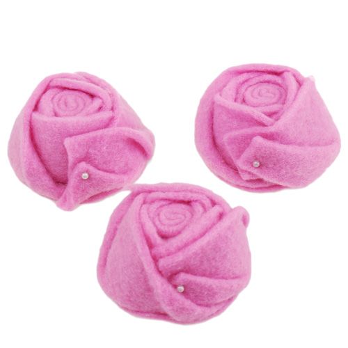 Floristik24 Feltro rosa rosa Ø8cm H4.5cm 6pz