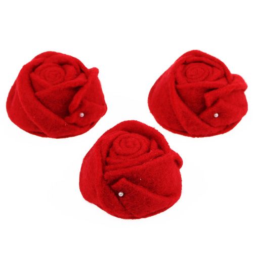 Floristik24 Feltro rosa rosso Ø8cm H4cm 6pz