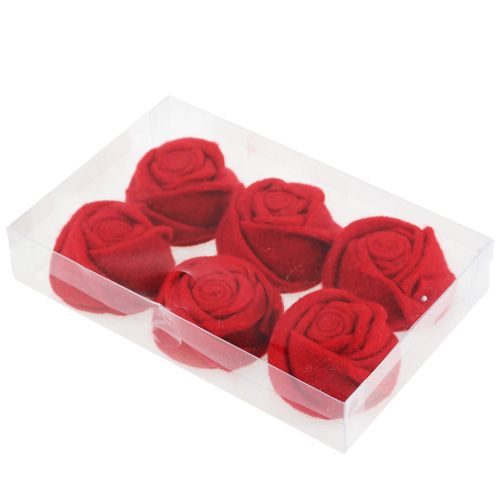 Floristik24 Feltro rosa rosso Ø8cm H4cm 6pz
