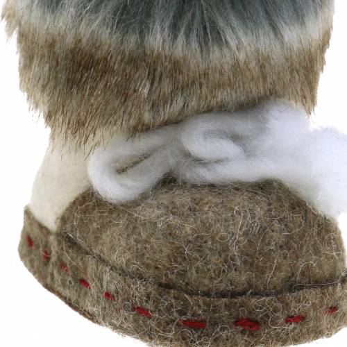 Floristik24 Addobbi per albero di Natale Paio di scarpe in feltro con pelliccia 10 cm x 8 cm 2 pezzi