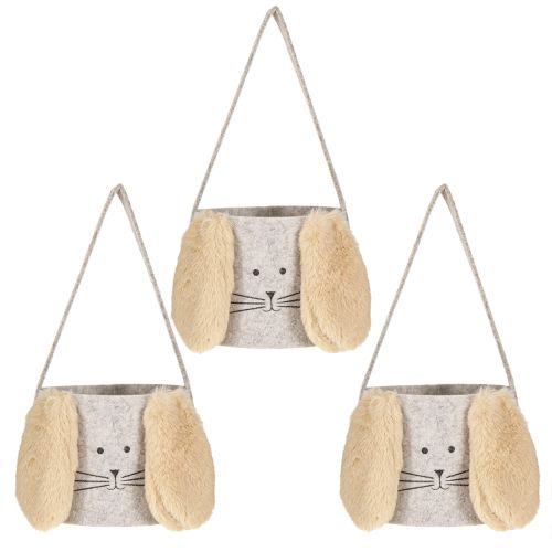 Prodotto Decorazione in feltro a forma di coniglio in grigio marrone Ø13,5cm 3 pz