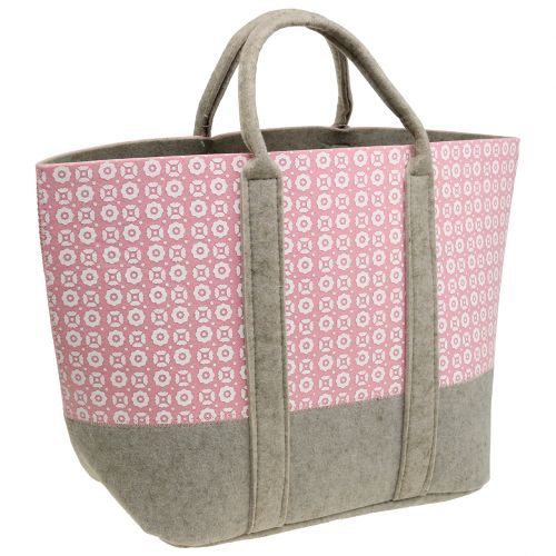 Floristik24 Borsa in feltro rosa-grigio con motivo 55 cm x 36 cm x 18 cm