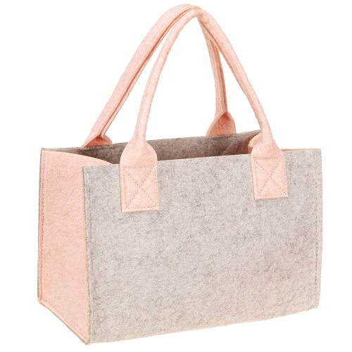 Prodotto Borsa in feltro con motivo floreale – Borsa regalo e shopping sostenibile in grigio e rosa 26 cm 2 pezzi