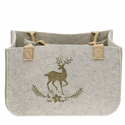 Floristik24 Borsa in feltro natura con motivo cervo 2-set