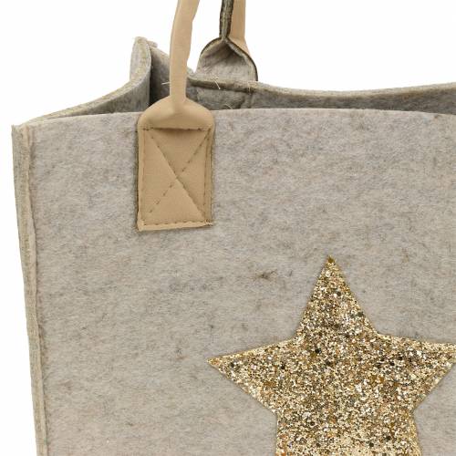Floristik24 Borsa in feltro con paillettes stella natura set di 2