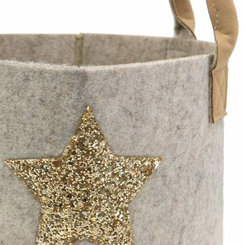 Floristik24 Borsa in feltro rotonda con stella di paillettes, set di 2