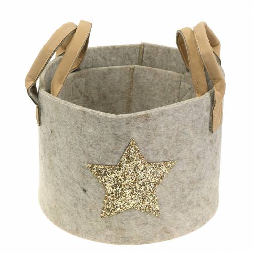 Floristik24 Borsa in feltro rotonda con stella di paillettes, set di 2