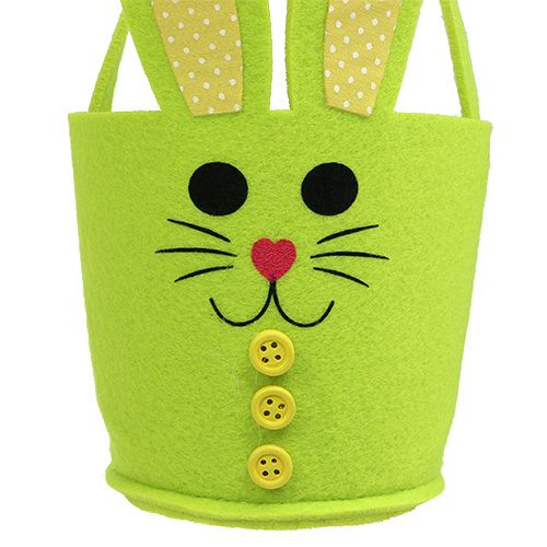 Floristik24 Borsa in feltro coniglio giallo, verde cesto pasquale decorazione pasquale feltro 2pz