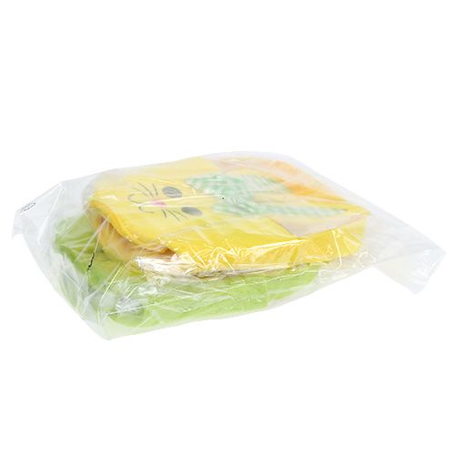 Floristik24 Borsa in feltro coniglio giallo, verde cesto pasquale decorazione pasquale feltro 2pz