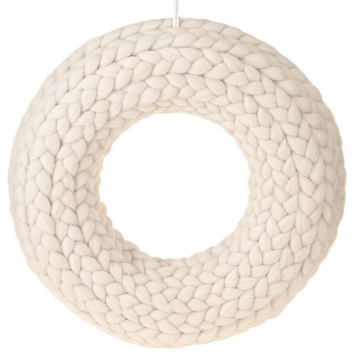 Floristik24 Ghirlanda decorativa in feltro di lana da appendere in beige Ø30cm H4cm